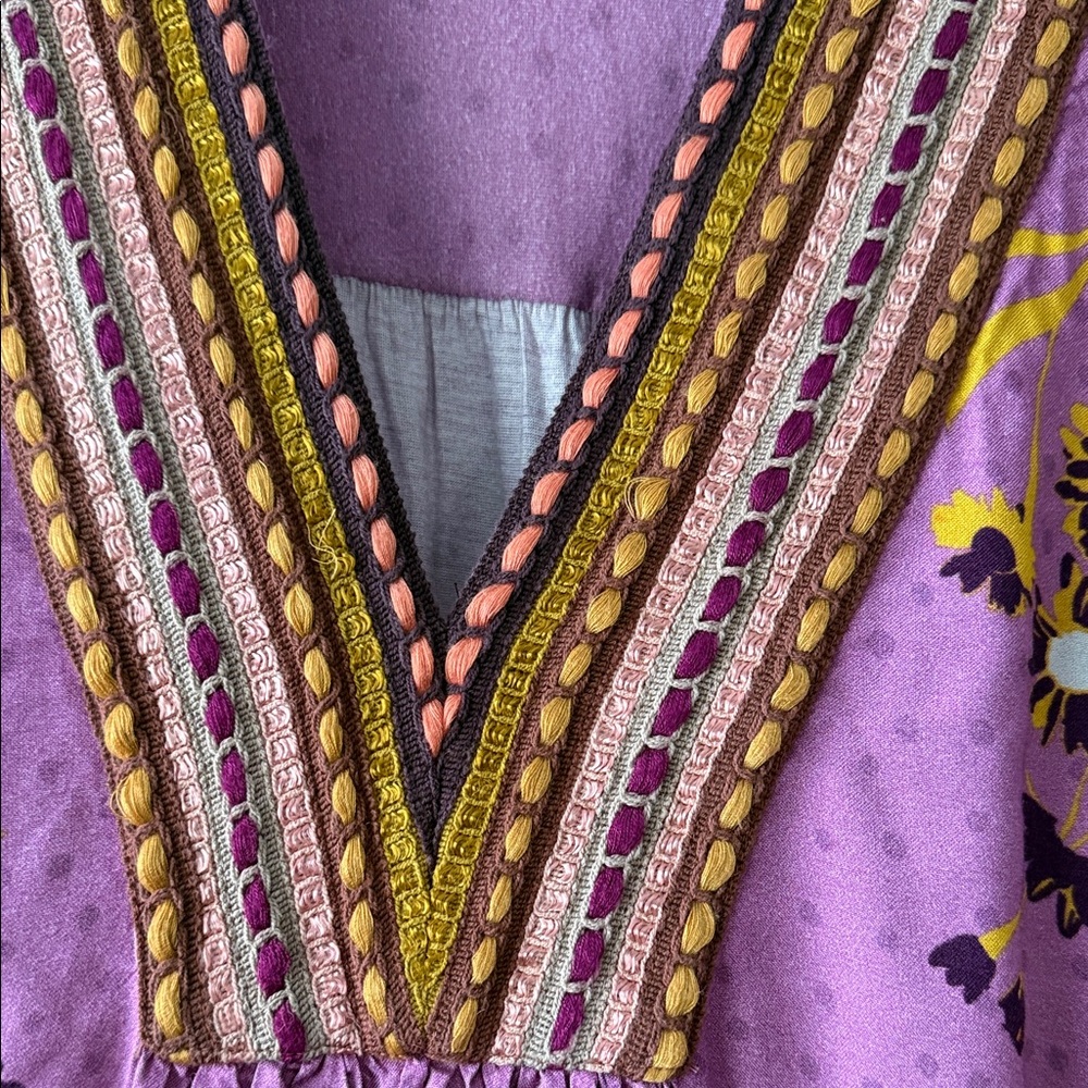 Anthropologie Bl^nk Purple Floral Women's Top size M - Picture 2 of 5
